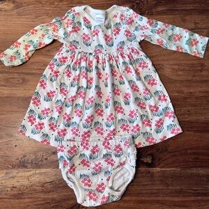 Hanna Andersson Floral Orange and Green Kids Casual Dress